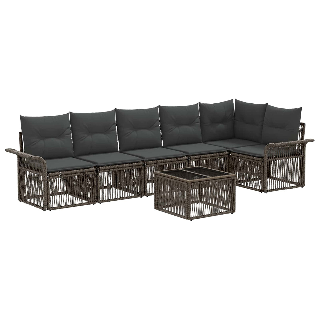 vidaXL Tuinbank Set 7 pcs Grijs poly rattan