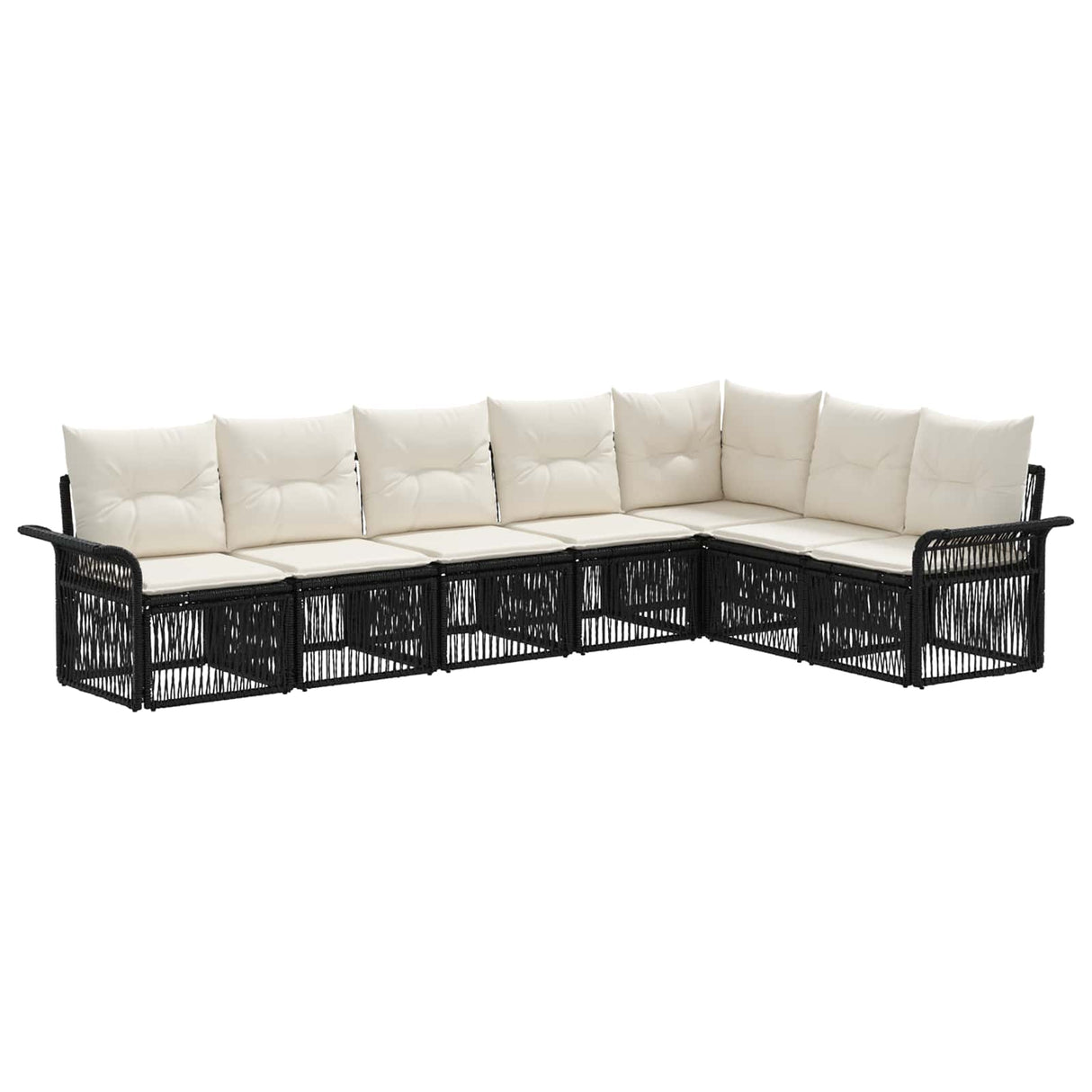 vidaXL Tuinbank Set 8 pcs Zwart poly rattan