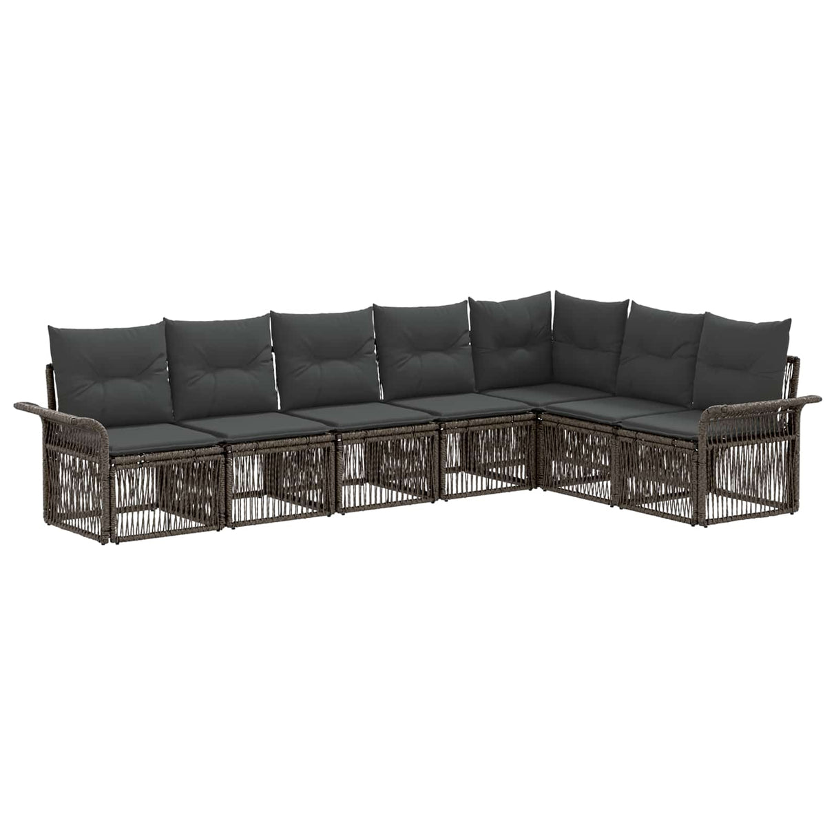 vidaXL Tuinbank Set 8 pcs Zwart poly rattan