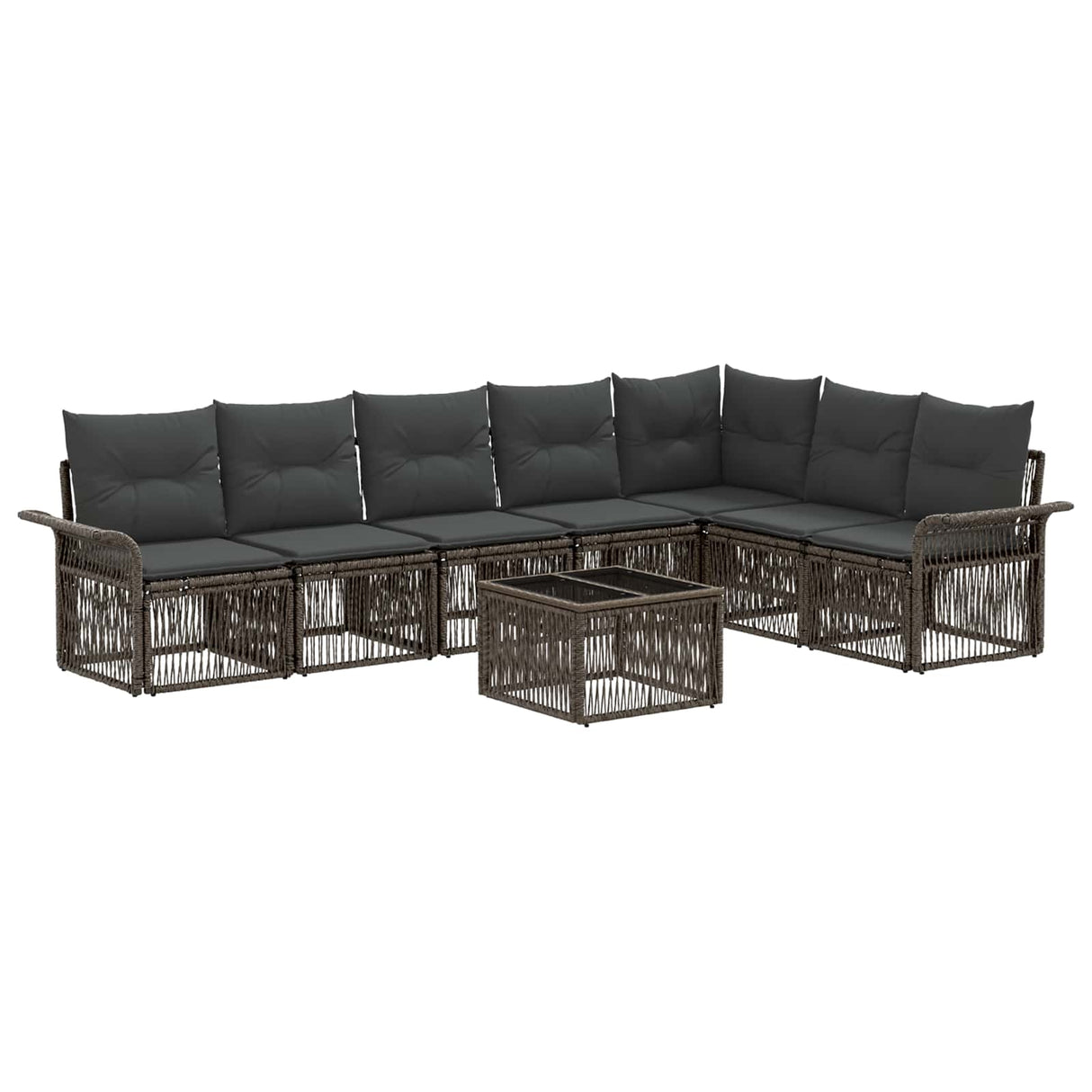 vidaXL Tuinbank Set 8 pcs Zwart poly rattan