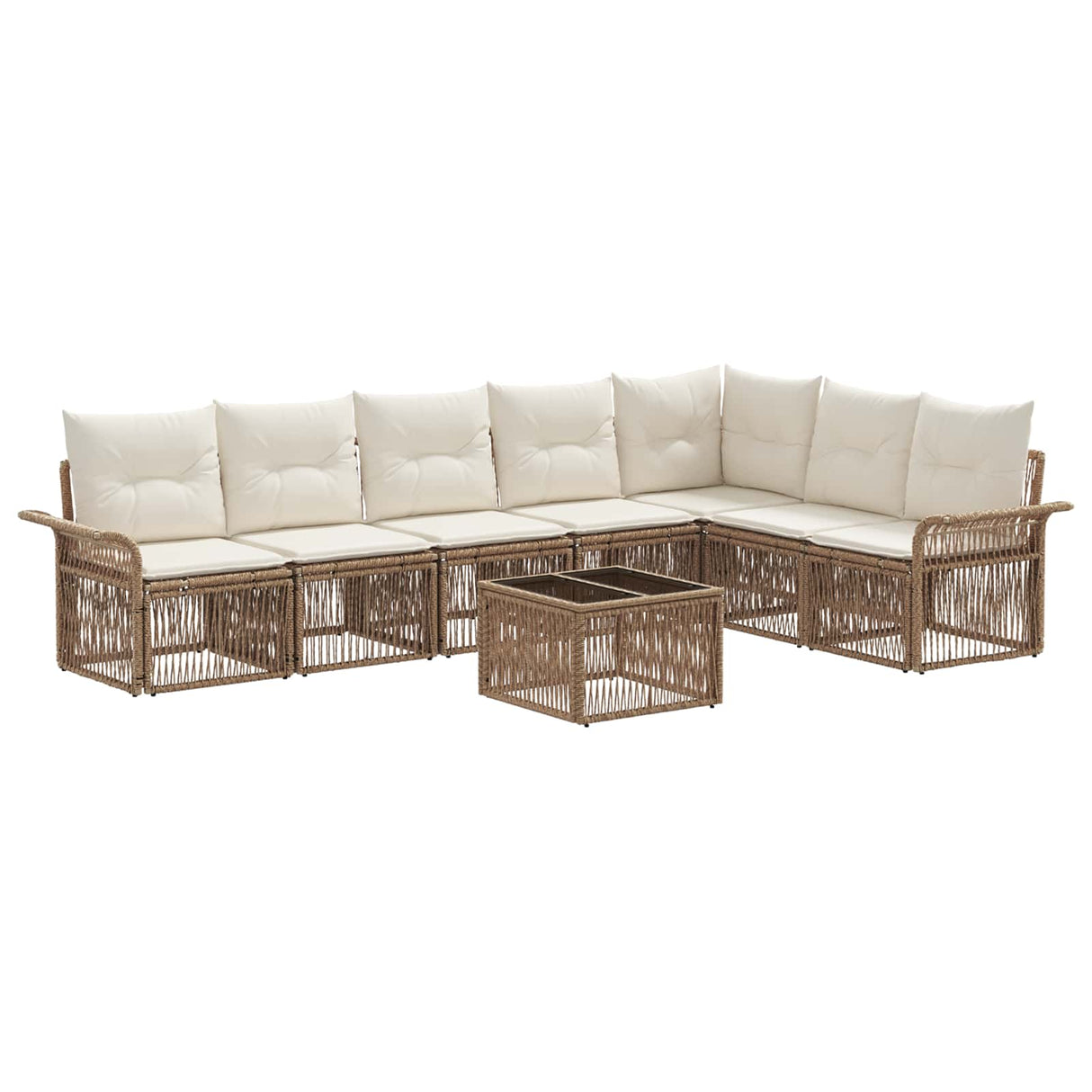 vidaXL Tuinbank Set 8 pcs Zwart poly rattan