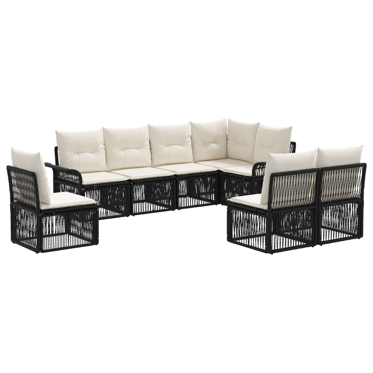 vidaXL Garden Sofa Set 9 pcs Black poly rattan