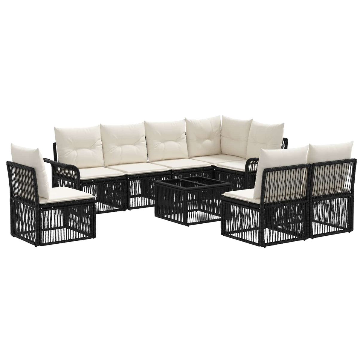 vidaXL Garden Sofa Set 9 pcs Black poly rattan