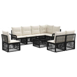 vidaXL Garden Sofa Set 9 pcs Black poly rattan