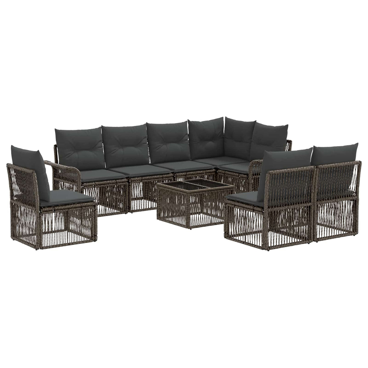 vidaXL Garden Sofa Set 9 pcs Black poly rattan