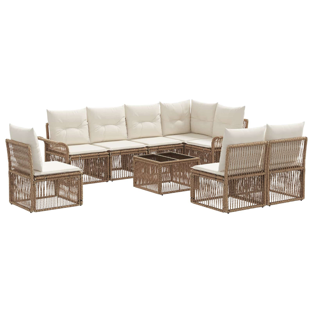 vidaXL Garden Sofa Set 9 pcs Black poly rattan