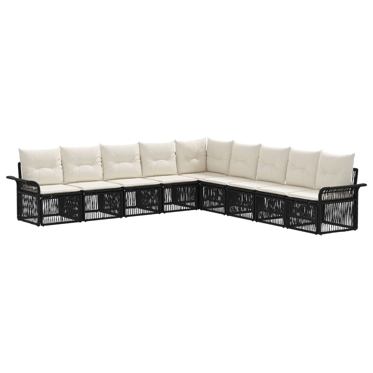 vidaXL Garden Lounge Set 10 pcs Black poly rattan