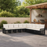 vidaXL Garden Lounge Set 10 pcs Black poly rattan