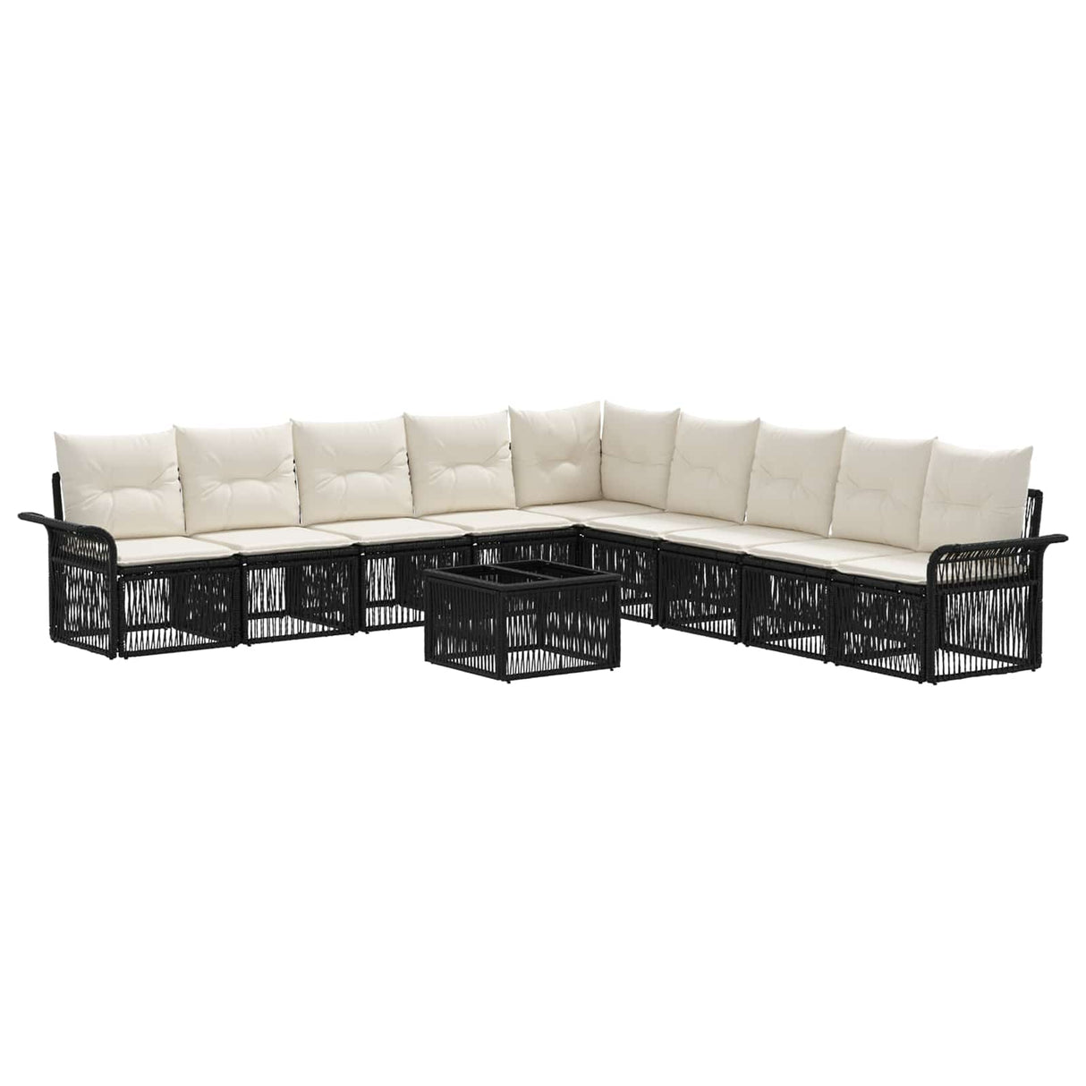 vidaXL Garden Lounge Set 10 pcs Black poly rattan