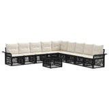 vidaXL Garden Lounge Set 10 pcs Black poly rattan