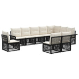 vidaXL Tuinbank Set 11 pcs Zwart poly rattan