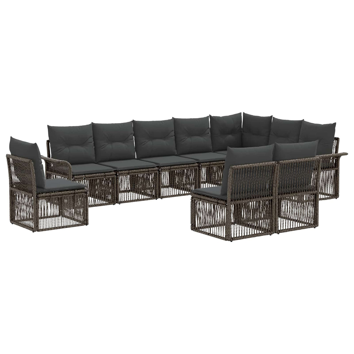 vidaXL Tuinbank Set 11 pcs Zwart poly rattan