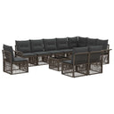 vidaXL Tuinbank Set 11 pcs Zwart poly rattan
