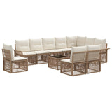 vidaXL Tuinbank Set 11 pcs Zwart poly rattan