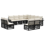 vidaXL Tuinbank Set 12 pcs Zwart poly rattan