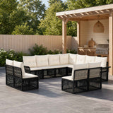 vidaXL Tuinbank Set 12 pcs Zwart poly rattan