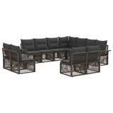vidaXL Tuinbank Set 12 pcs Zwart poly rattan