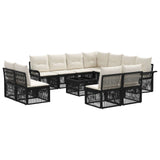 vidaXL Tuinbank Set 12 pcs Zwart poly rattan