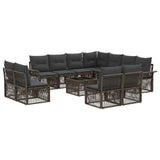 vidaXL Tuinbank Set 12 pcs Zwart poly rattan