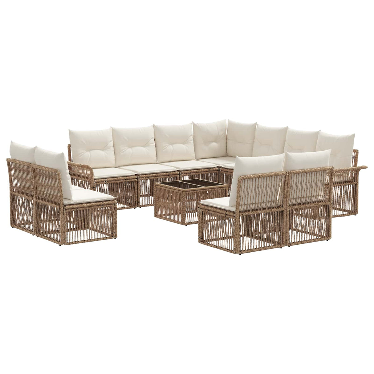vidaXL Tuinbank Set 12 pcs Zwart poly rattan