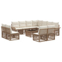 vidaXL Tuinbank Set 12 pcs Zwart poly rattan
