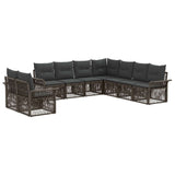 vidaXL Tuinbank Set 10 pcs Zwart poly rattan