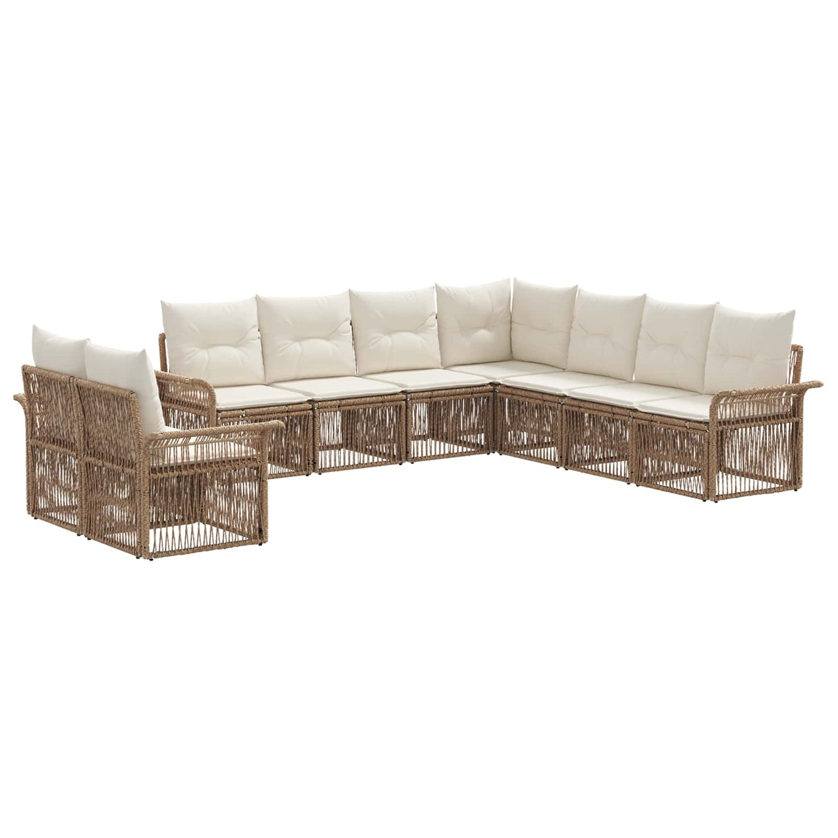 vidaXL Tuinbank Set 10 pcs Zwart poly rattan