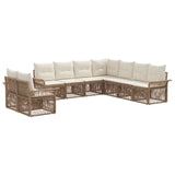 vidaXL Tuinbank Set 10 pcs Zwart poly rattan
