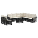 vidaXL Tuinbank Set 10 pcs Zwart poly rattan