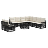 vidaXL Tuinbank Set 10 pcs Zwart poly rattan