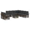 vidaXL Tuinbank Set 10 pcs Zwart poly rattan