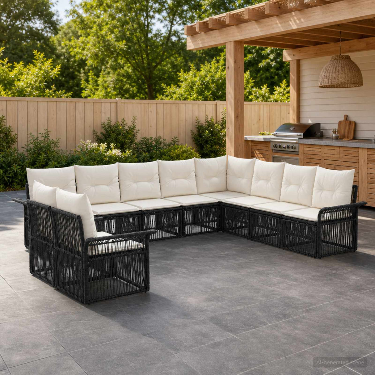 vidaXL Garden Sofa Set 11 pcs Black poly rattan