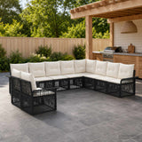 vidaXL Garden Sofa Set 11 pcs Black poly rattan