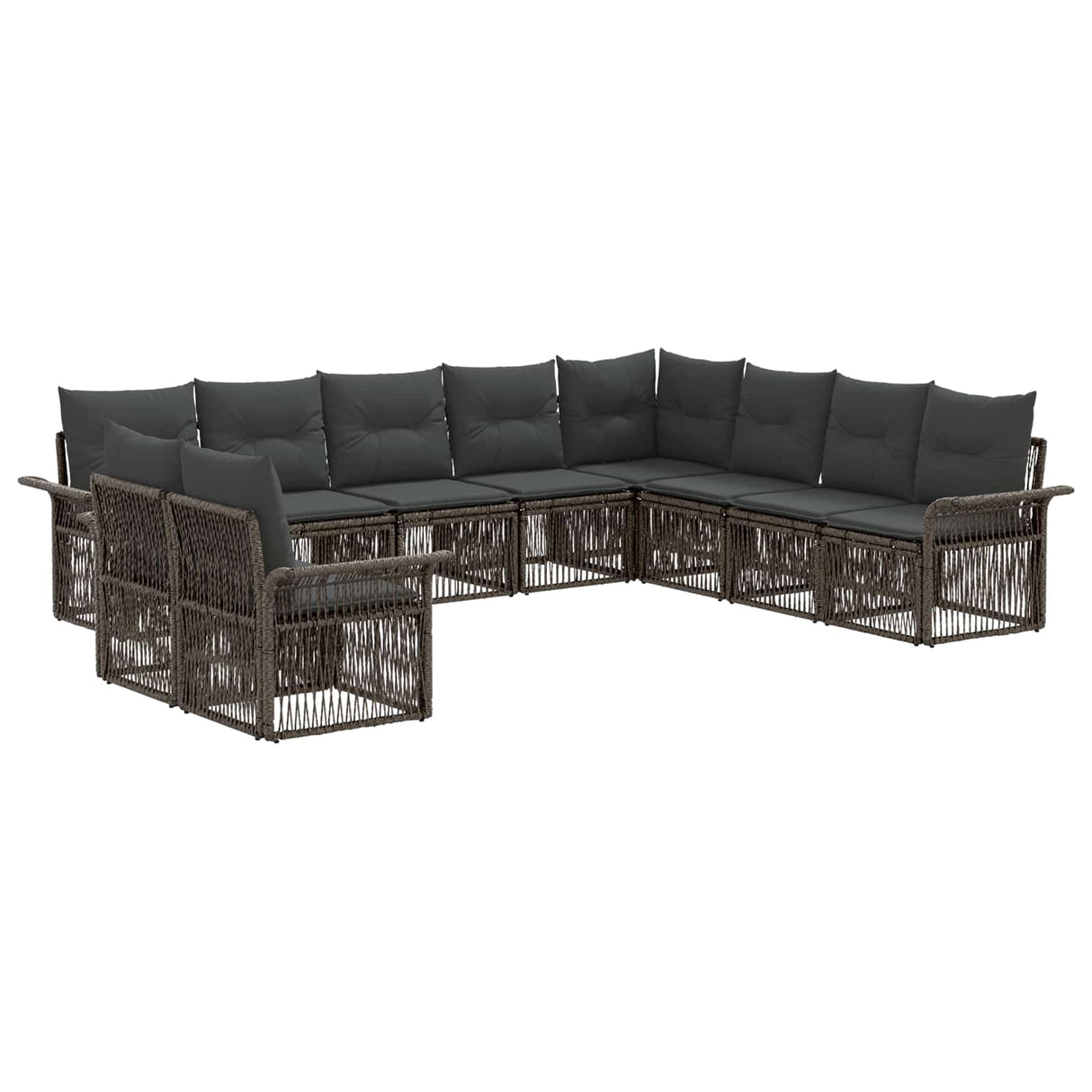 vidaXL Garden Sofa Set 11 pcs Black poly rattan