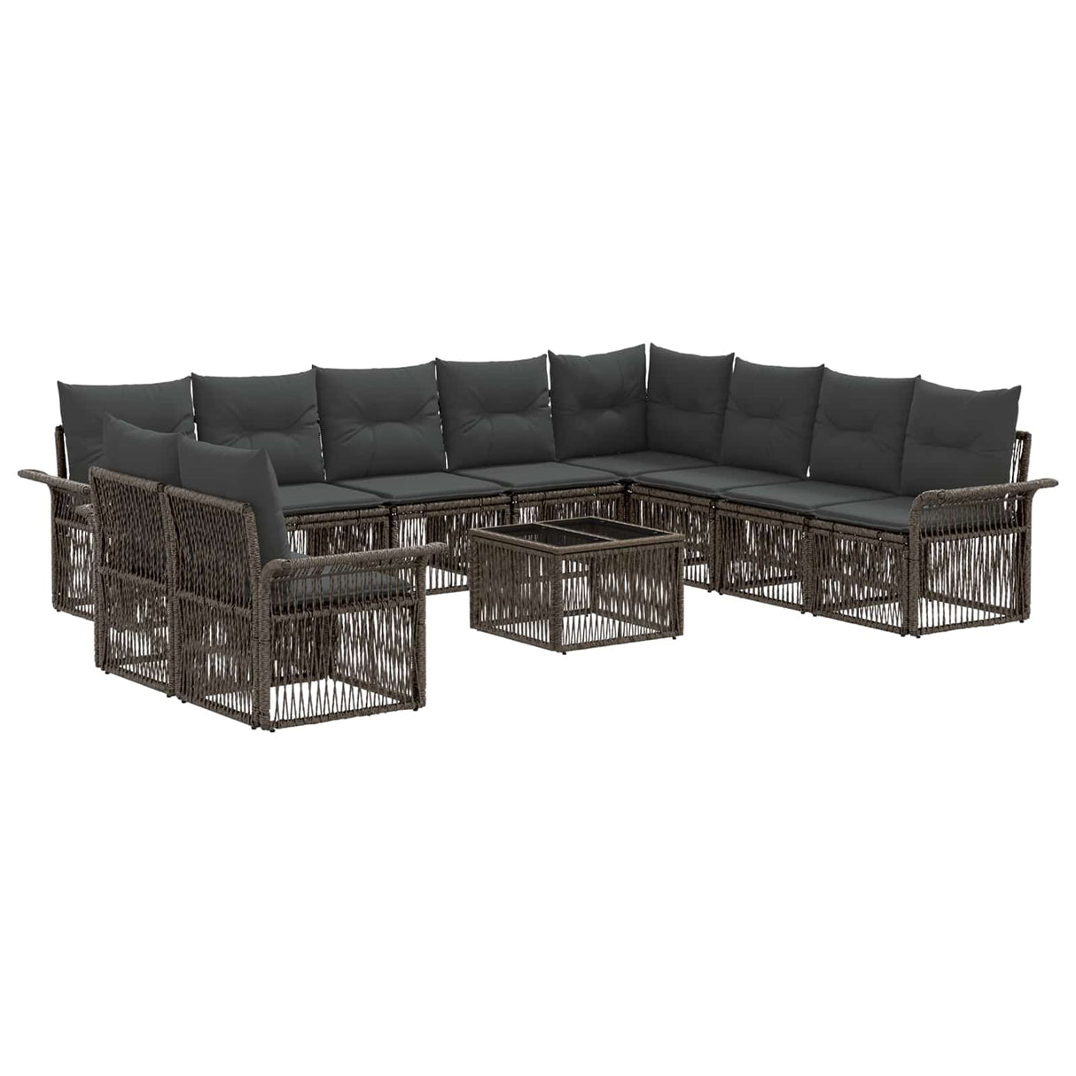 vidaXL Garden Sofa Set 11 pcs Black poly rattan