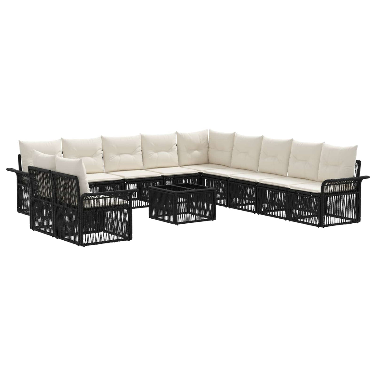 vidaXL Garden Sofa Set 12 pcs Black poly rattan