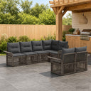 vidaXL Tuinbank Set 7 st 7-Aantal zitplaatsen Zwart poly rattan
