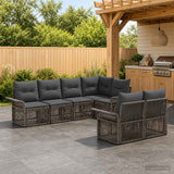 vidaXL Tuinbank Set 7 st 7-Aantal zitplaatsen Zwart poly rattan