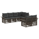 vidaXL Tuinbank Set 7 st 7-Aantal zitplaatsen Zwart poly rattan