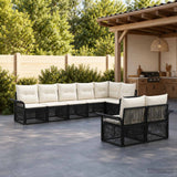 vidaXL Tuinbank Set 9 pcs Zwart poly rattan