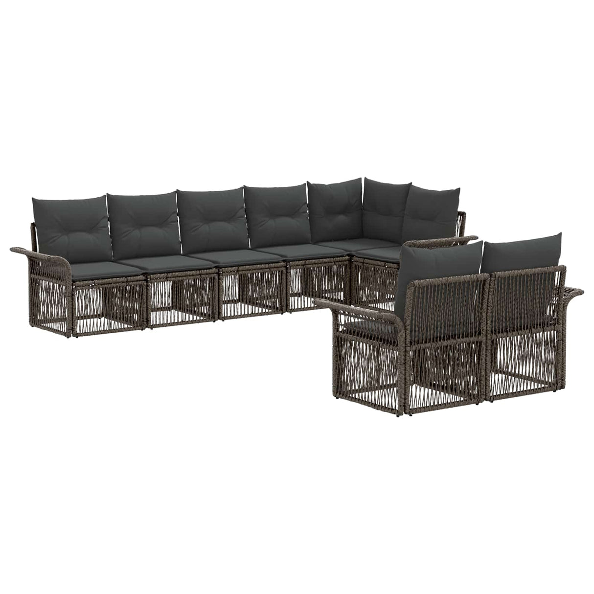 vidaXL Tuinbank Set 9 pcs Zwart poly rattan