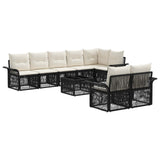 vidaXL Tuinbank Set 9 pcs Zwart poly rattan
