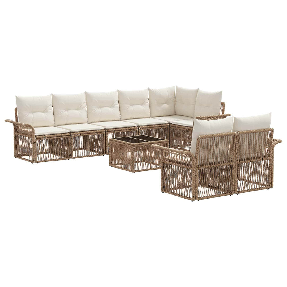 vidaXL Tuinbank Set 9 pcs Zwart poly rattan