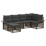 vidaXL Tuinbank Set 7 pcs Zwart poly rattan