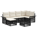vidaXL Tuinbank Set 7 pcs Zwart poly rattan