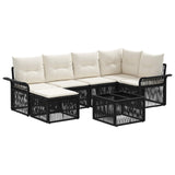vidaXL Tuinbank Set 7 pcs Zwart poly rattan