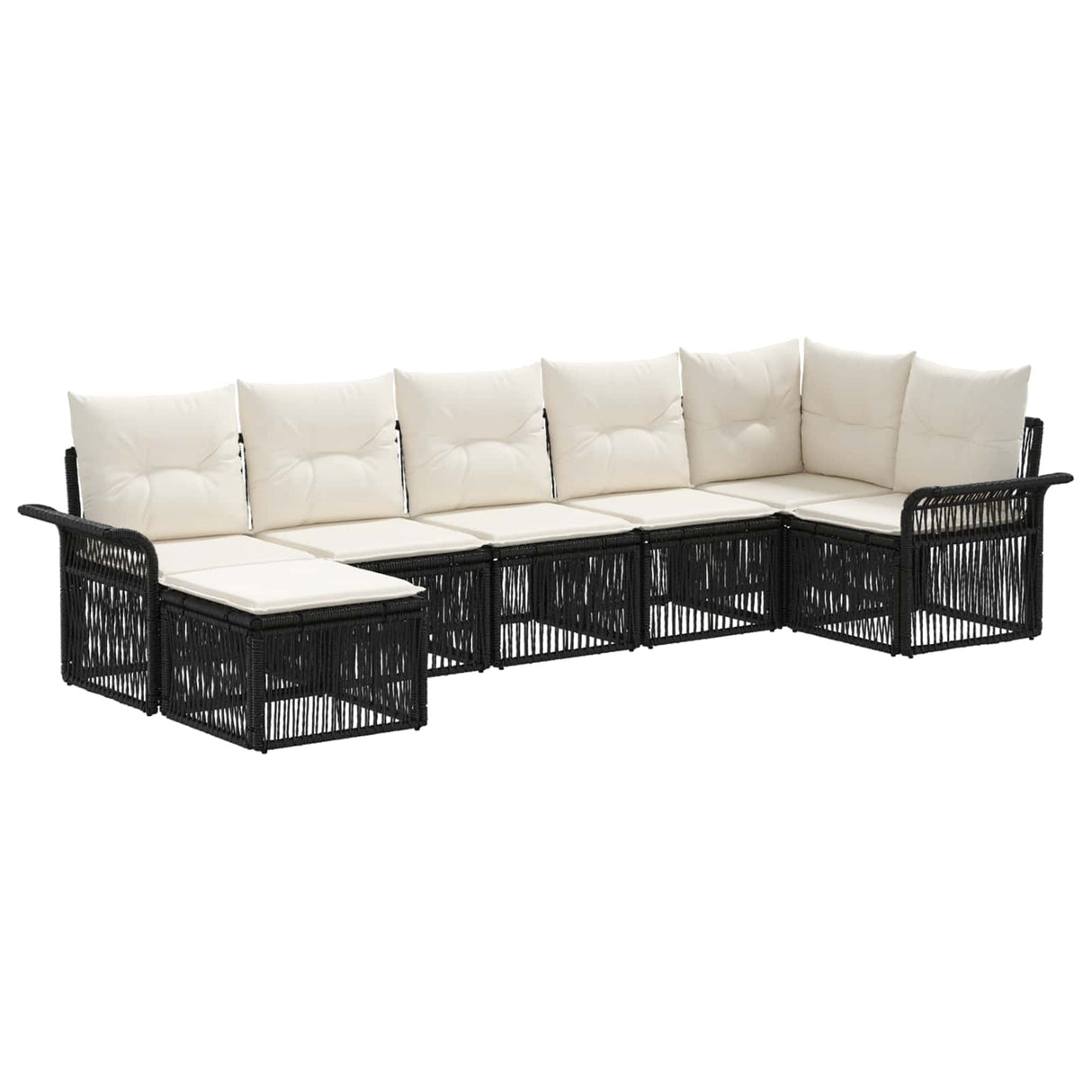 vidaXL Tuinbank Set 8 pcs Zwart poly rattan