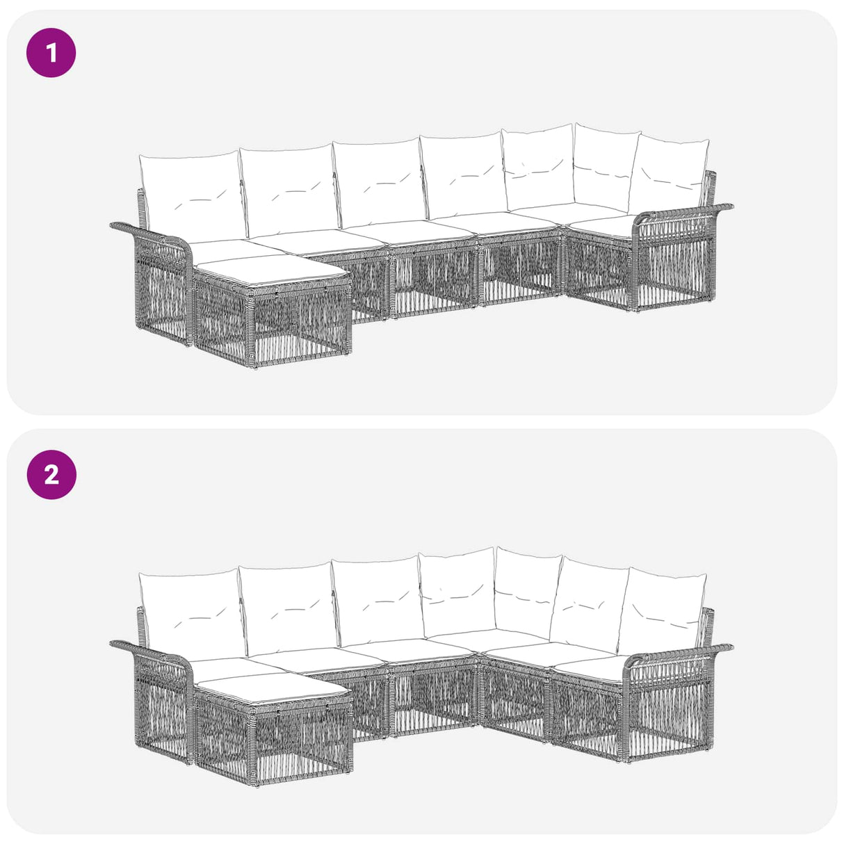 vidaXL Tuinbank Set 8 pcs Zwart poly rattan