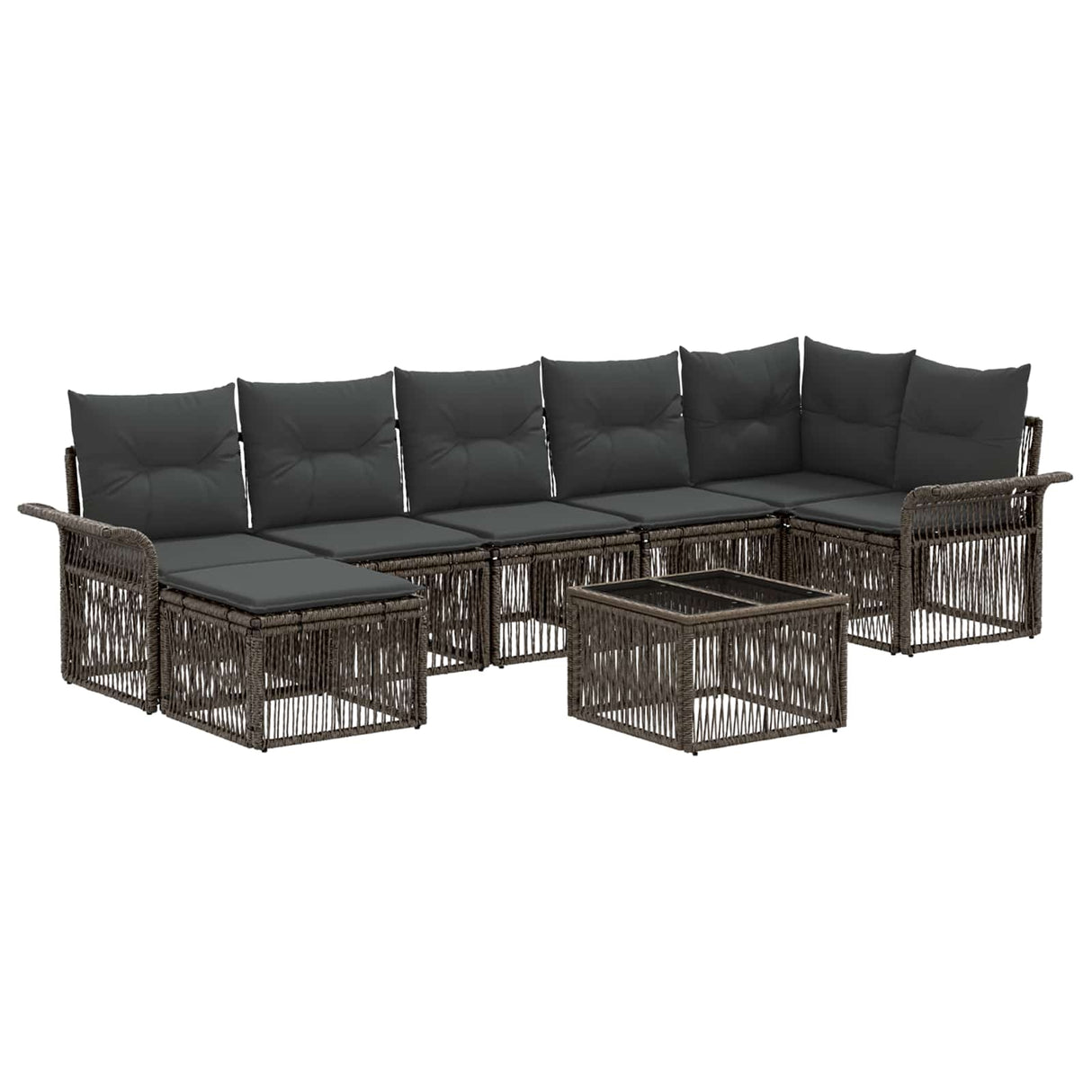 vidaXL Tuinbank Set 8 pcs Zwart poly rattan