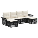 vidaXL Tuinbank Set 7 pcs Zwart poly rattan